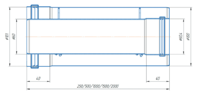 Удлинитель дымохода Radostill L=0.5м dn60/100 коаксиальный