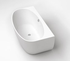 Пристенная, овальная акриловая ванна в комплекте со сливом-переливом цвета хром. BelBagno
